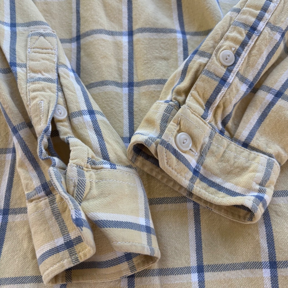 VTG Eddie Bauer Button Down Men L Tall Yellow Plaid Classic Fit Flannel Gorpcore - Picture 9 of 9